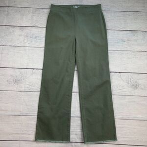 LOFT Pants sz 4 T Green Olive Cropped Fringe Hem Inseam 29" New NWT